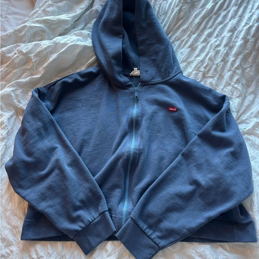 Levi's Navy Blue Zip Hoodie with Red Logo Tag - Picture 1 of 3